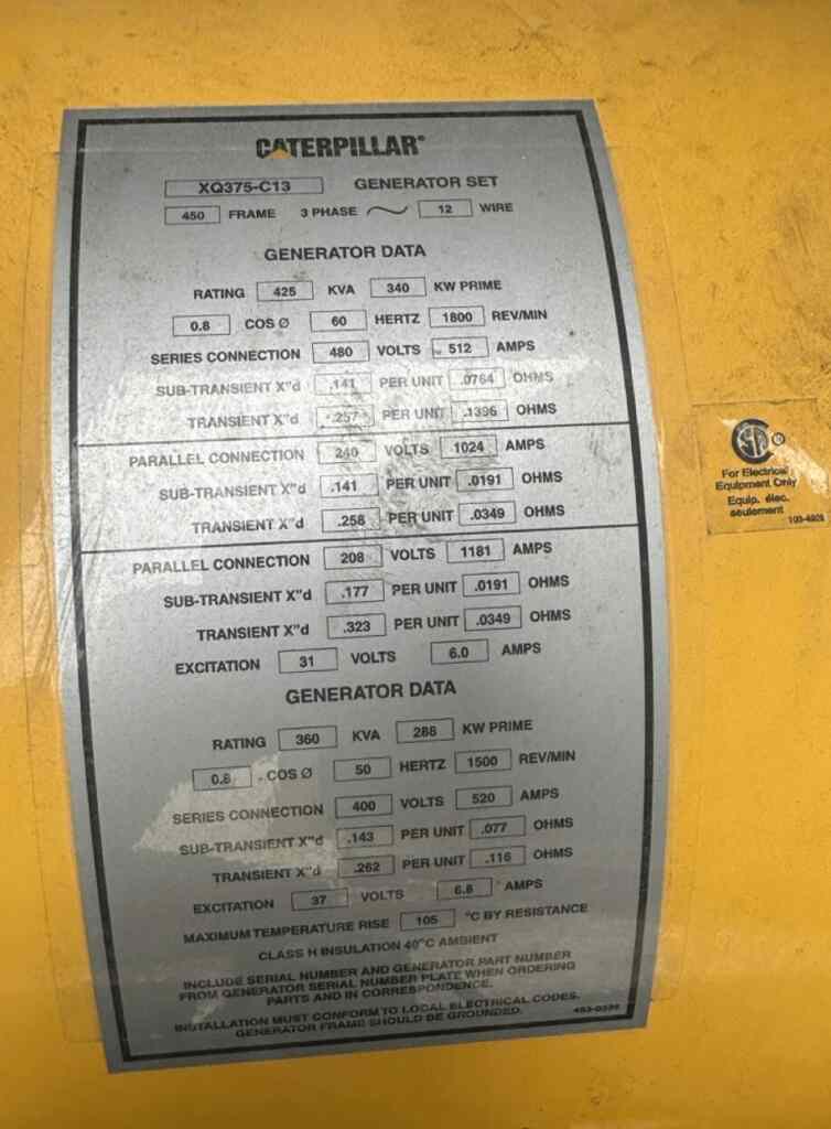 Caterpillar XQ425 Trailer Mounted Diesel Generator